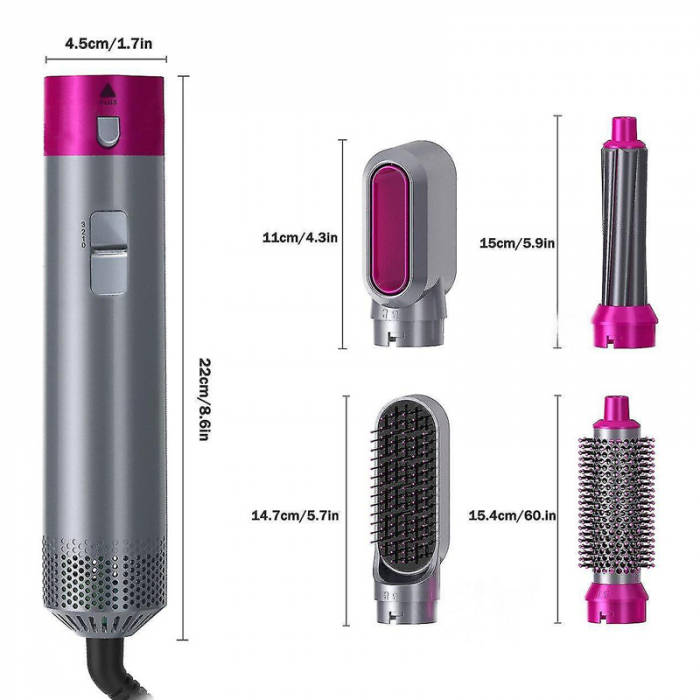 Perie de par electrica Profesionala 5 in 1 Hot Air Styler cu multiple accesorii incluse [2]
