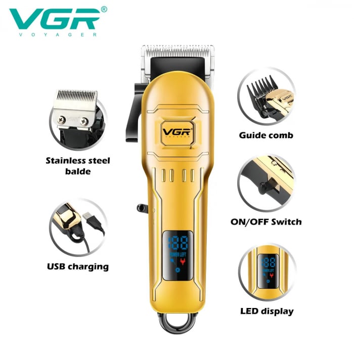 Aparat profesional de tuns VGR V-268 cu incarcare prin USB si afisaj digital LCD [3]