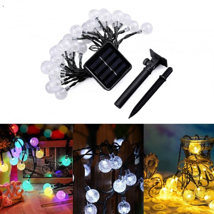 Ghirlanda luminoasa solara pentru gradina cu 50 LED,alb lumina calda [4]