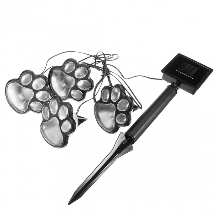 Set 4 lampi solare LED pentru gradina Paw Print Light, model amprenta labute de caine [4]