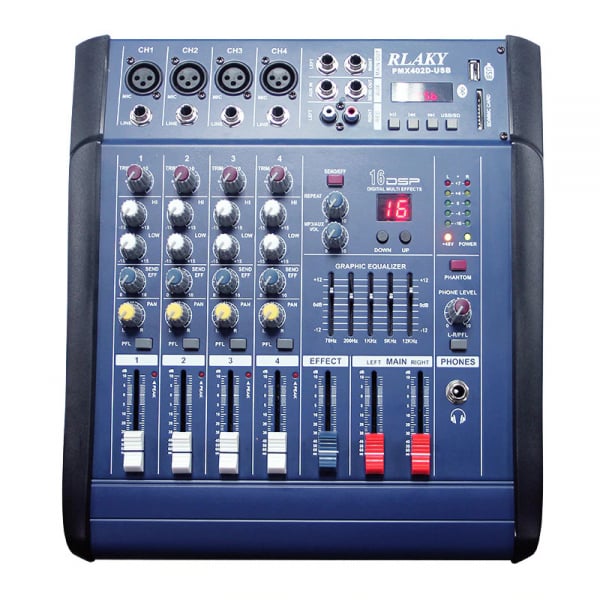 Mixer audio profesional cu amplificare putere 2x250 W si 4 canale [5]