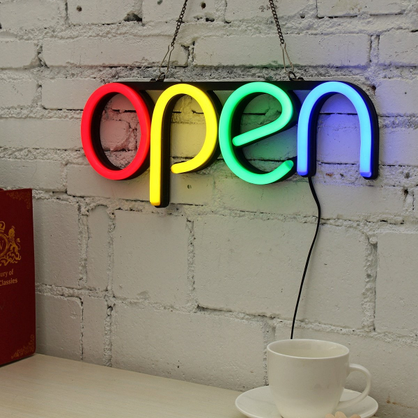 Reclama semn luminos Led neon cu mesaj Open [6]
