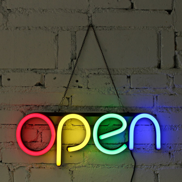 Reclama semn luminos Led neon cu mesaj Open [2]