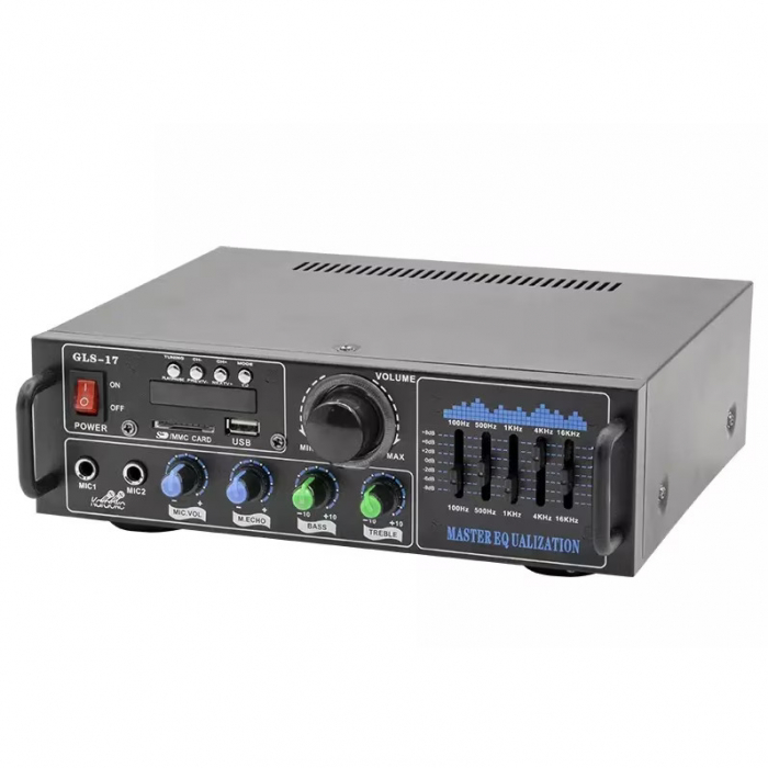 Amplificator bluetooth digital tip statie GLS-17 , 2 x 60 W, intrari USB-SD, doua intrari microfon [4]