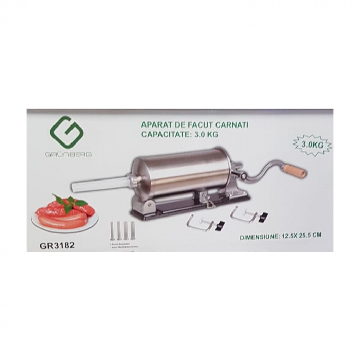 Aparat de facut carnati orizontal din inox,capacitate 3 kg Grunberg GR3182 [4]