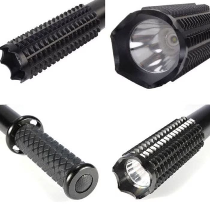 Baston electrosoc metalic cu lanterna pentru autoaparare tip Police HY-1118B [3]