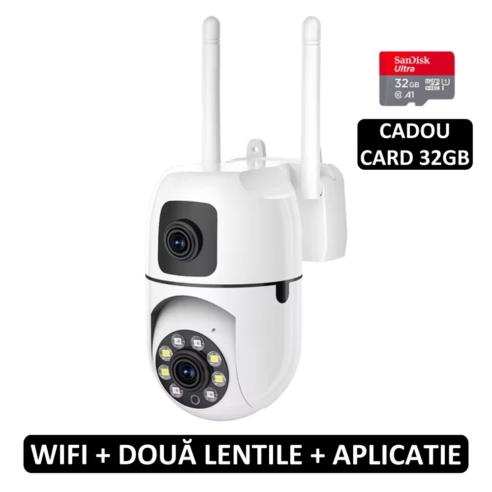 Camera Video de Supraveghere - Dubla cu Doua Lentile - Wireless WIFI [1]