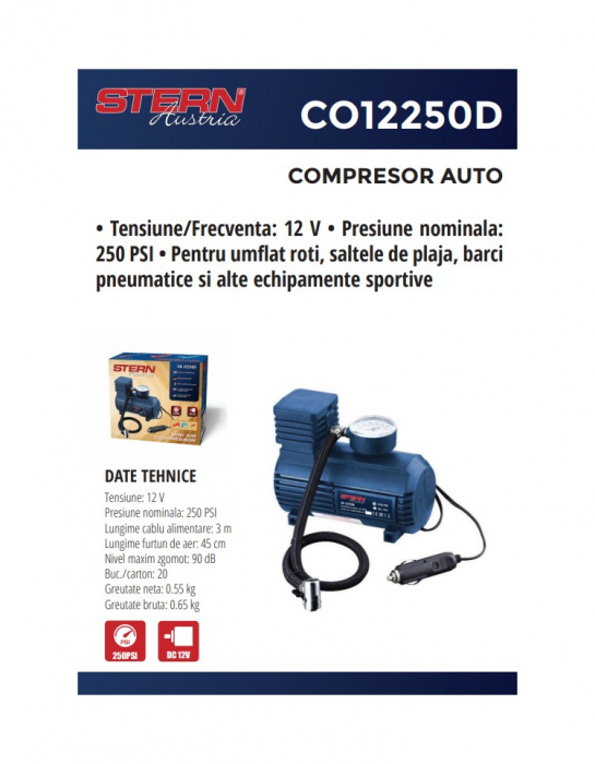 Compresor auto CO-12250D Stern Austria cu alimentare 12V [3]