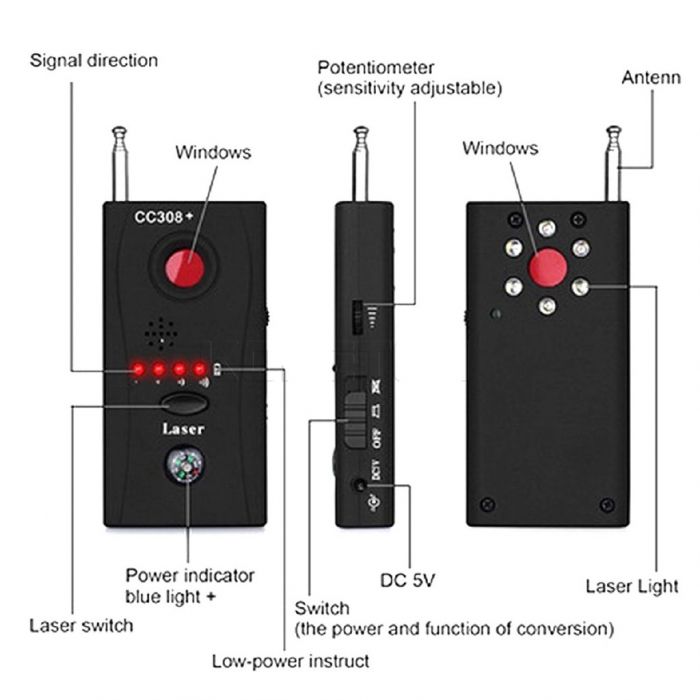 Detector de camere si microfoane ascunse,CC308+ [4]