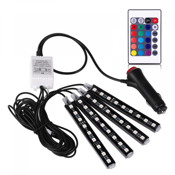 Kit lumini ambientale interior auto RGB LED cu telecomanda [3]