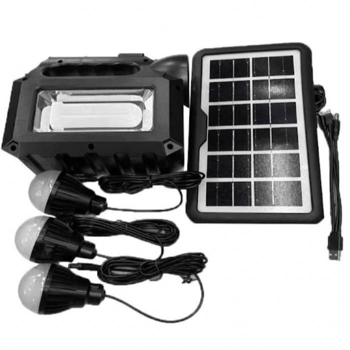 Kit lanterna 3 becuri cu panou solar portabil GDLite GD8017 Music [3]