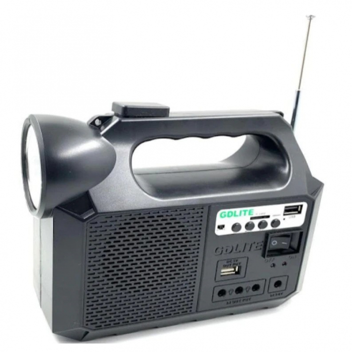 Kit lanterna 3 becuri cu panou solar portabil GDLite GD8017 Music [4]