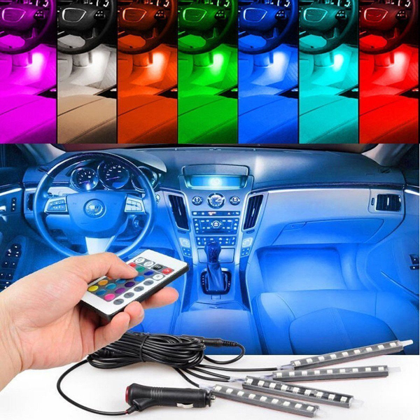 Kit lumini ambientale interior auto RGB LED cu telecomanda [5]