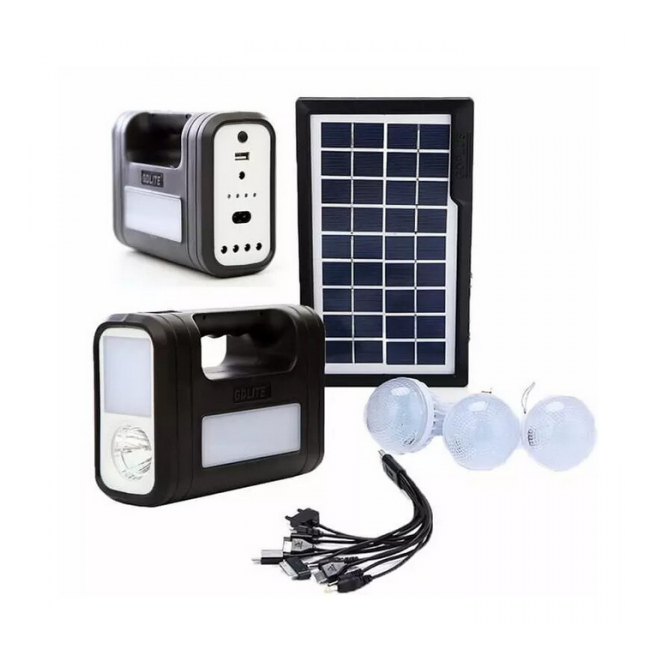 Kit solar portabil GDLITE GD-8017 NEW cu lanterne LED, 3 becuri si intrare USB [1]