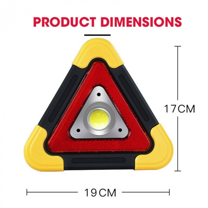 Triunghi reflectorizant iluminat LED cu incarcare solara sau prin USB [6]