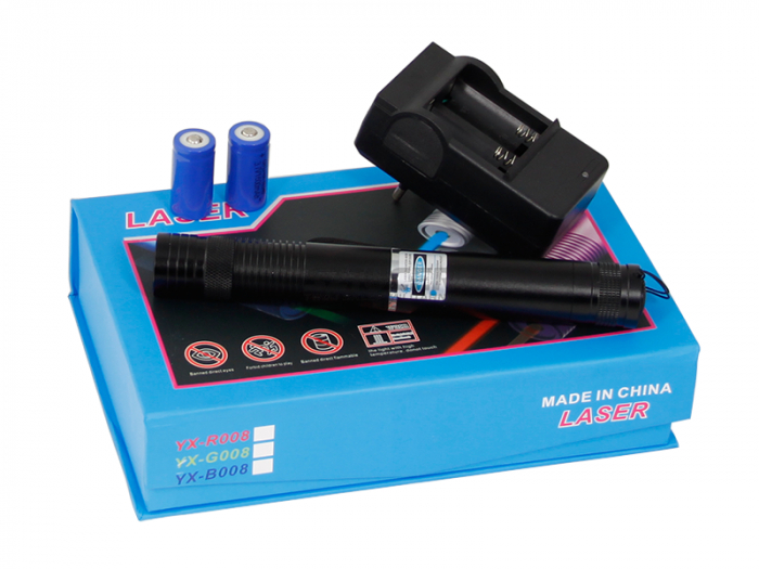 Laser albastru pointer 50000 mW, cu 2 acumulatori si 5 capete 3D [6]