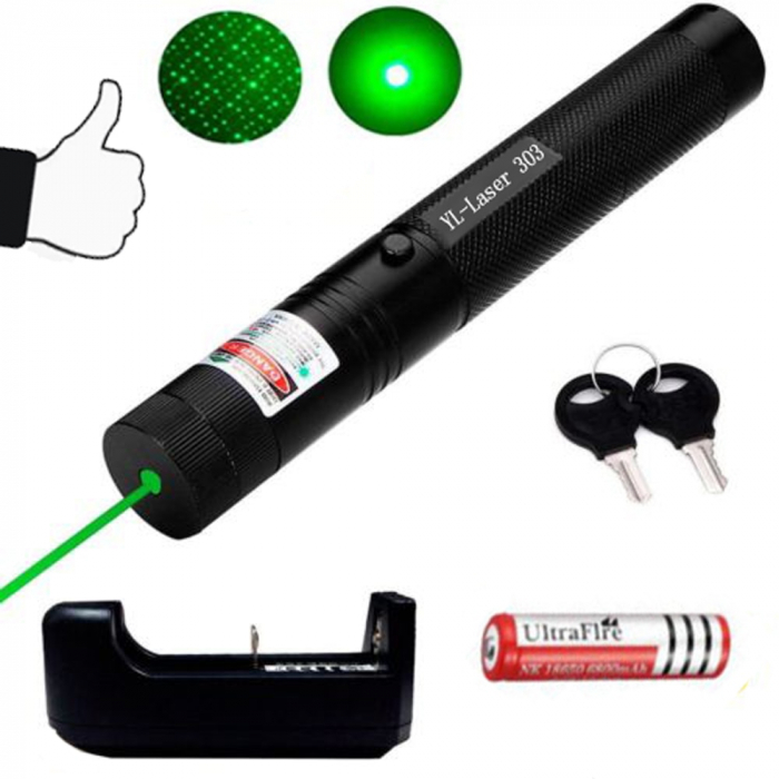 Laser pointer verde putere 1000 mW cu acumulator si incarcator, YL-Laser 303 [4]