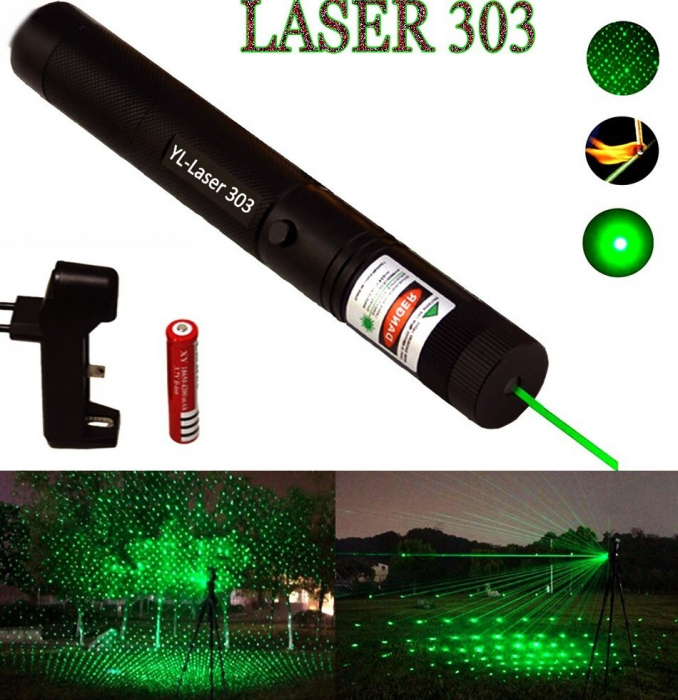 Laser pointer verde putere 1000 mW cu acumulator si incarcator, YL-Laser 303 [2]