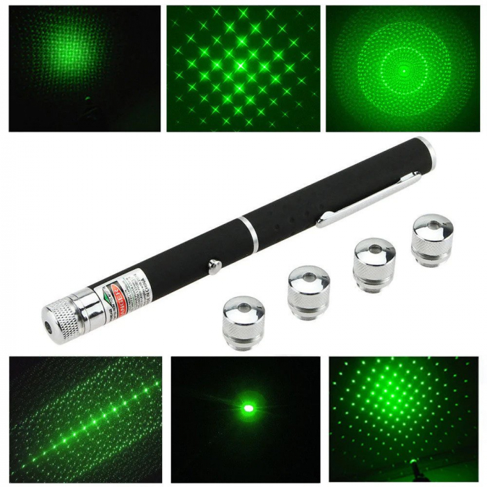 Laser verde pointer putere 500 mW, cu 5 capete multipunct efect 3D [2]