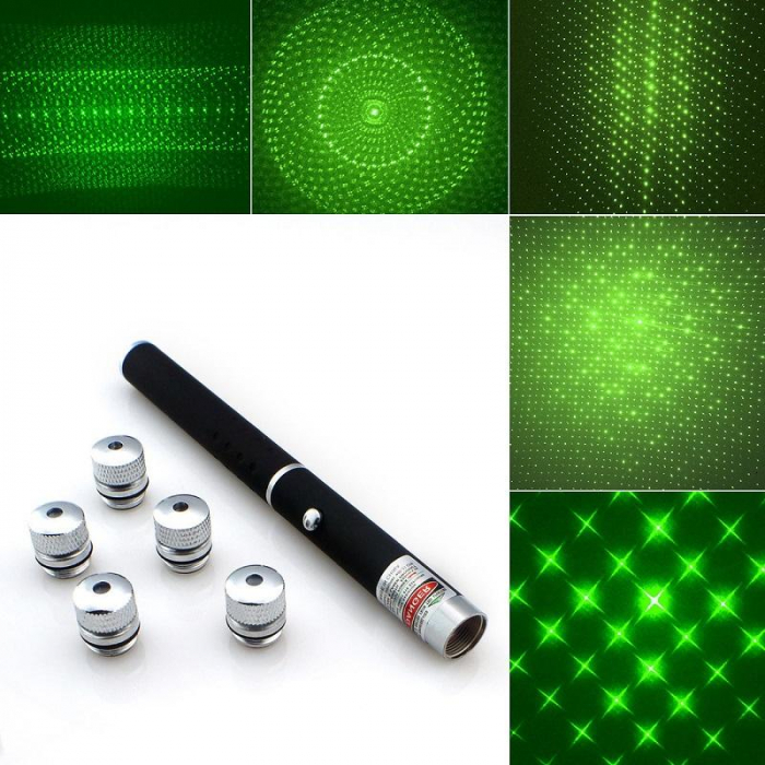 Laser verde pointer putere 500 mW, cu 5 capete multipunct efect 3D [5]