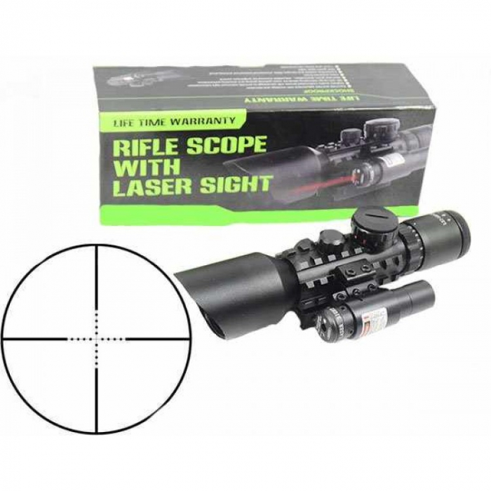 Luneta cu reticul iluminat rosu verde si laser rosu, M9 LS3-10x42E Rifle Scope [6]