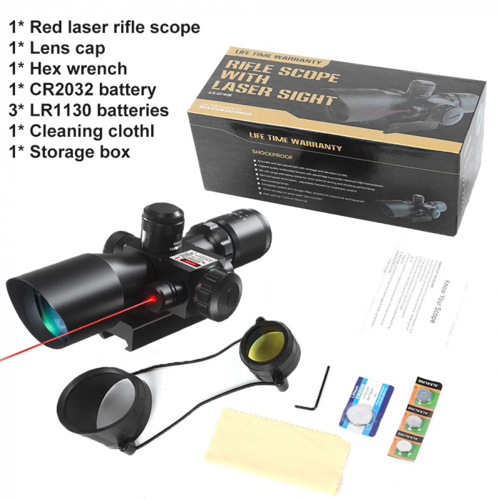 Luneta tactica profesionala cu laser rosu si puncte Mil-dot de iluminare 2.5-10x40E [2]