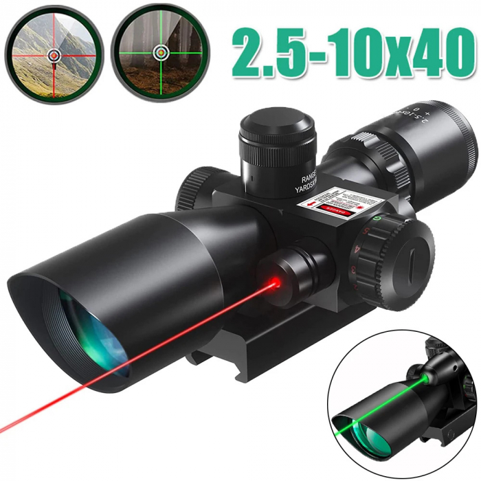 Luneta tactica profesionala cu laser rosu si puncte Mil-dot de iluminare 2.5-10x40E [3]