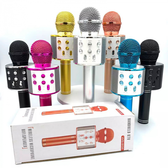 Microfon wireless pentru Karaoke cu Bluetooth WS-858, acumulator incorporat [4]