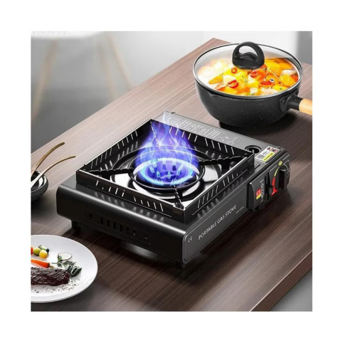 Mini aragaz camping portabil, aprindere automata, 2.5Kw, Negru [2]