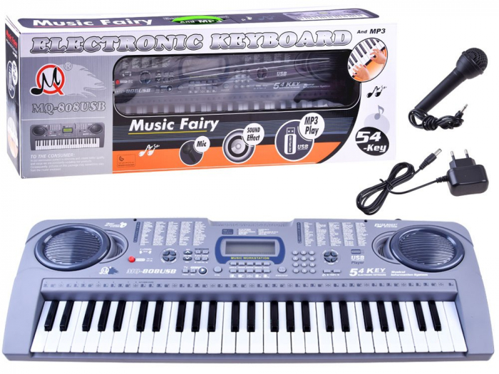 Orga electronica cu 54 clape MQ-808USB, cu microfon si citire Stick USB Mp3 Player [2]