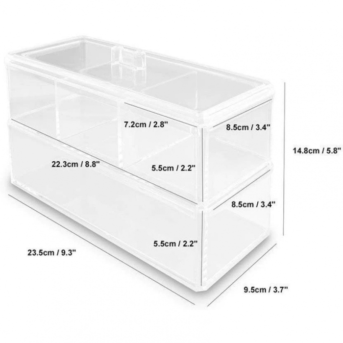 Organizator de cosmetice sau bijuterii,din acril transparent cu 2 sertare [4]