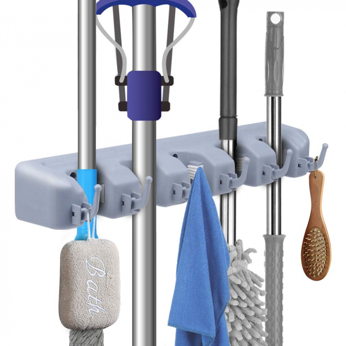 Organizator multifunctional pentru maturi si mopuri, de perete cu 6 carlige [2]