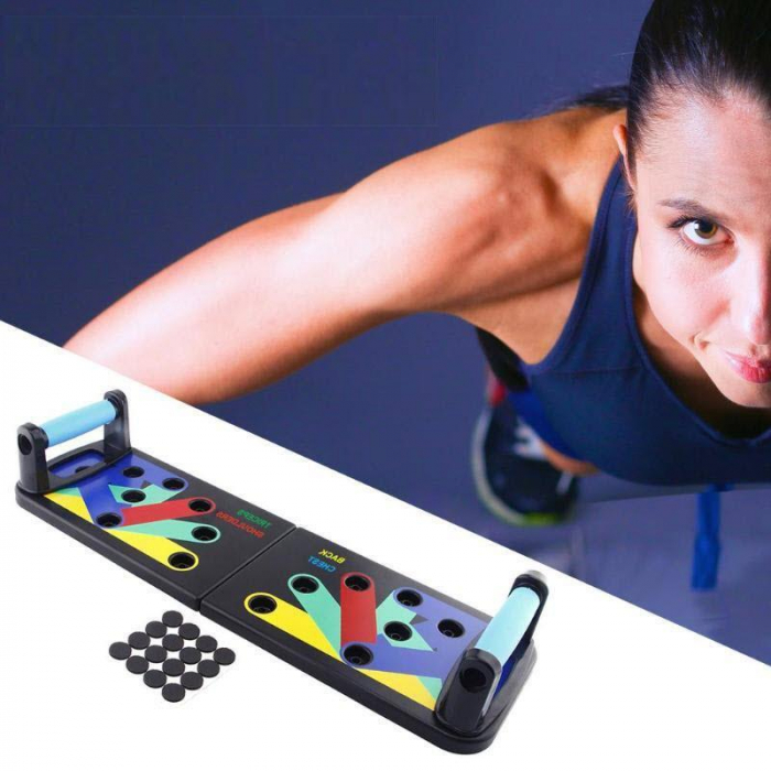 Placa pentru flotari pe baza de culori, cu manere, pentru piept, umeri, spate si triceps [5]