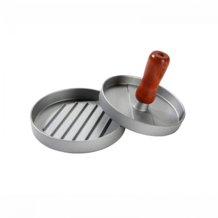 Presa pentru facut Hamburgeri din aluminiu cu invelis antiaderent si maner din lemn [2]
