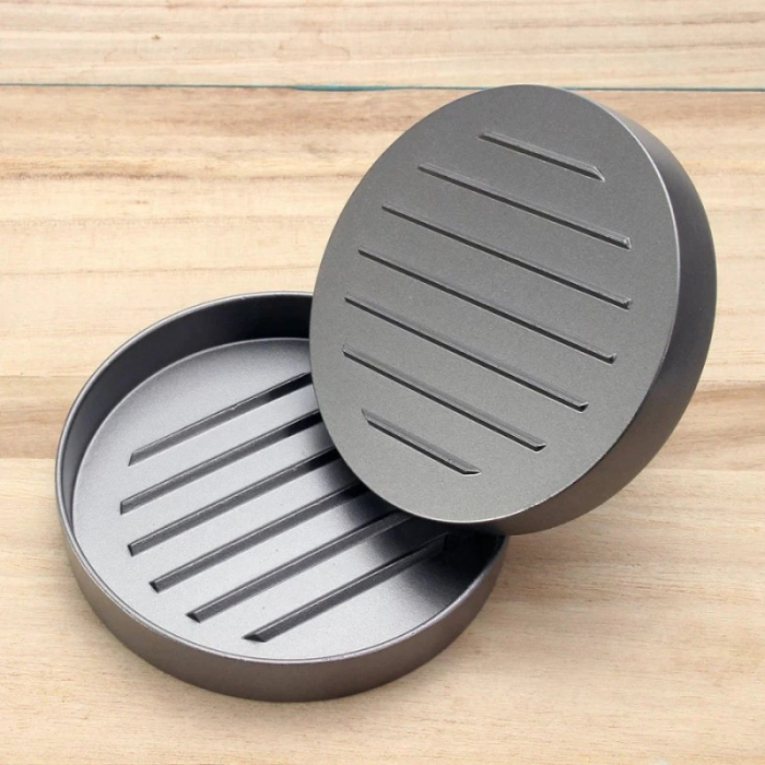 Presa pentru facut Hamburgeri din aluminiu cu invelis antiaderent si maner din lemn [4]