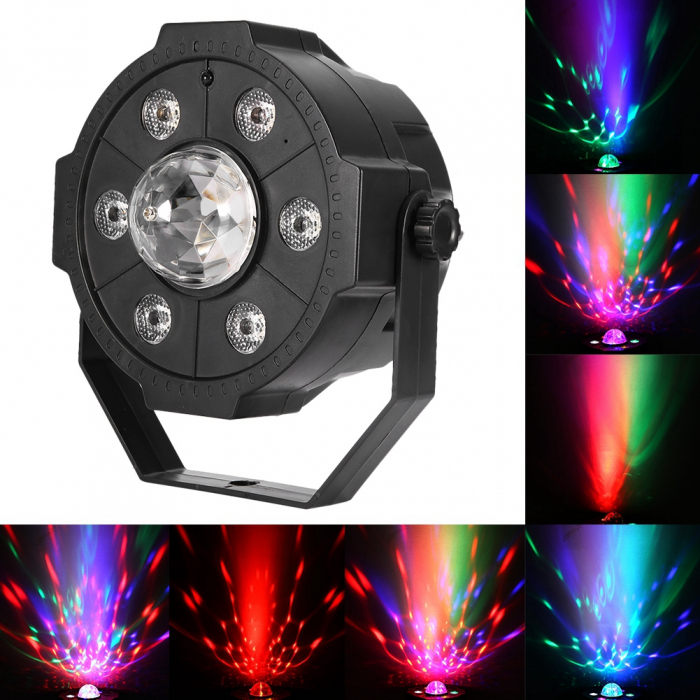Proiector Jocuri Lumini Disco cu Telecomandă, Muzică USB și Bluetooth, 6+1 LED RGB [6]