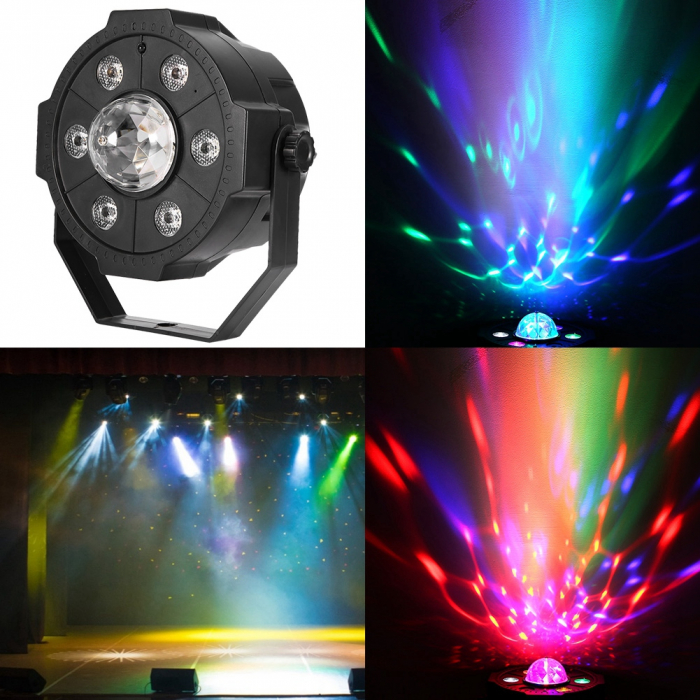 Proiector Jocuri Lumini Disco cu Telecomandă, Muzică USB și Bluetooth, 6+1 LED RGB [5]
