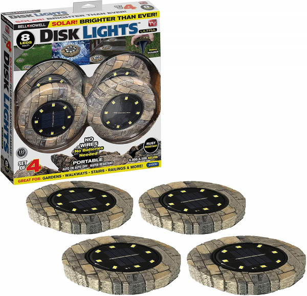 Set 4 lampi solare cu aspect de piatra si 8 LED-uri,inclus senzor de lumina [2]
