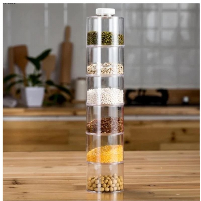 Set condimente Spice Tower Carousel, 6 recipiente transparente [3]