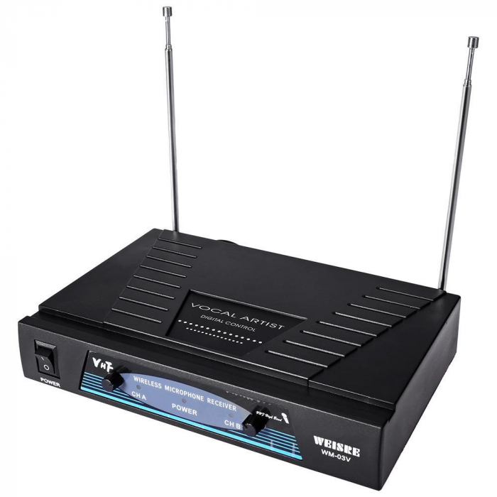 Set 2 microfoane profesionale wireless cu receiver, VHF Weisre WM-03V [3]