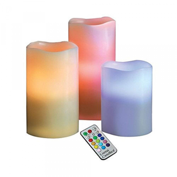 Set 3 lumanari din ceara cu LED electronice 12 culori si telecomanda [4]