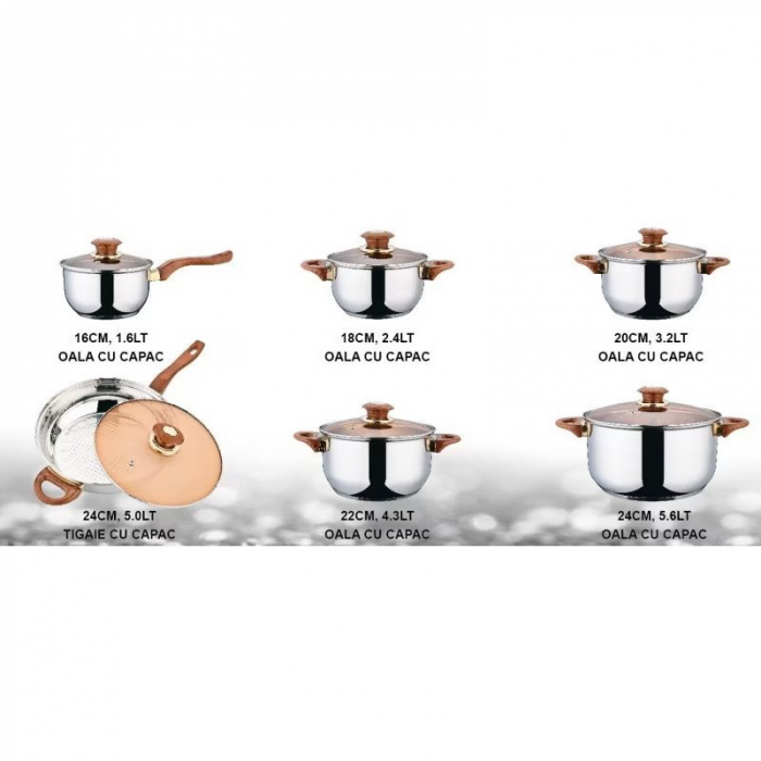 Set de oale din inox cu capac din sticla 12 piese, Grunberg GR-1504 [2]