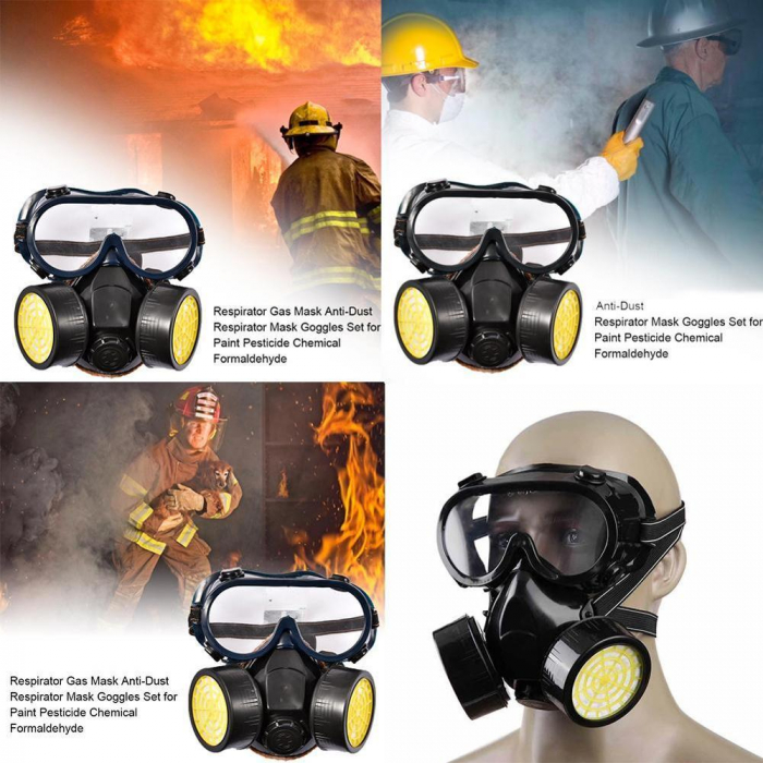 Set ochelari si masca de protectie cu 2 filtre de carbon activ, pentru lucru in mediu chimic [5]
