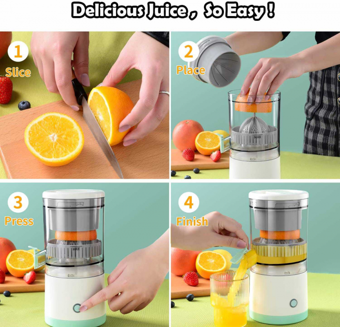 Storcator electric de citrice portabil cu alimentare USB 45W, Citrus Juicer [6]