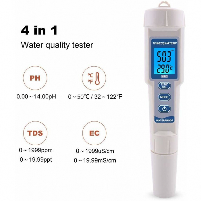 Tester profesional calitate apa pH/TDS/EC/Temp 4 in 1,OWAY OW-3508 [3]
