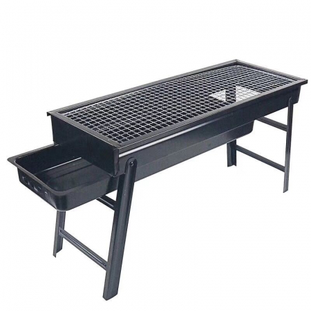 Gratare si tigai electrice - Gratar portabil dreptunghiular si pliabil Grunberg BBQ04, din otel cu grill cromat