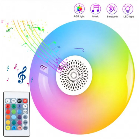 TV, Audio-Video si Foto - Lampa muzicala Led RGB si Alb cu Boxa, Bluetooth si telecomanda