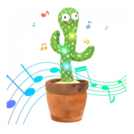 Jucarii interactive copii - Jucarie interactiva Cactus Vorbitor si Dansator,Jucarie de plus cu acumulator si cablu USB