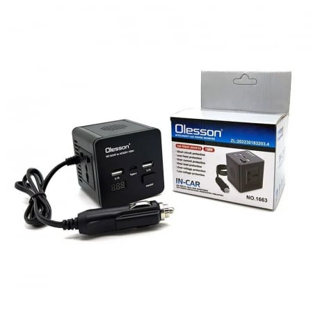 Invertor auto Olesson 12V-24V la 220V cu putere 150 W si 2 porturi USB [1]