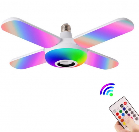 Bec cu lumina multicolora RGB, 4 brate mobile, boxa prin Bluetooth si telecomanda [2]